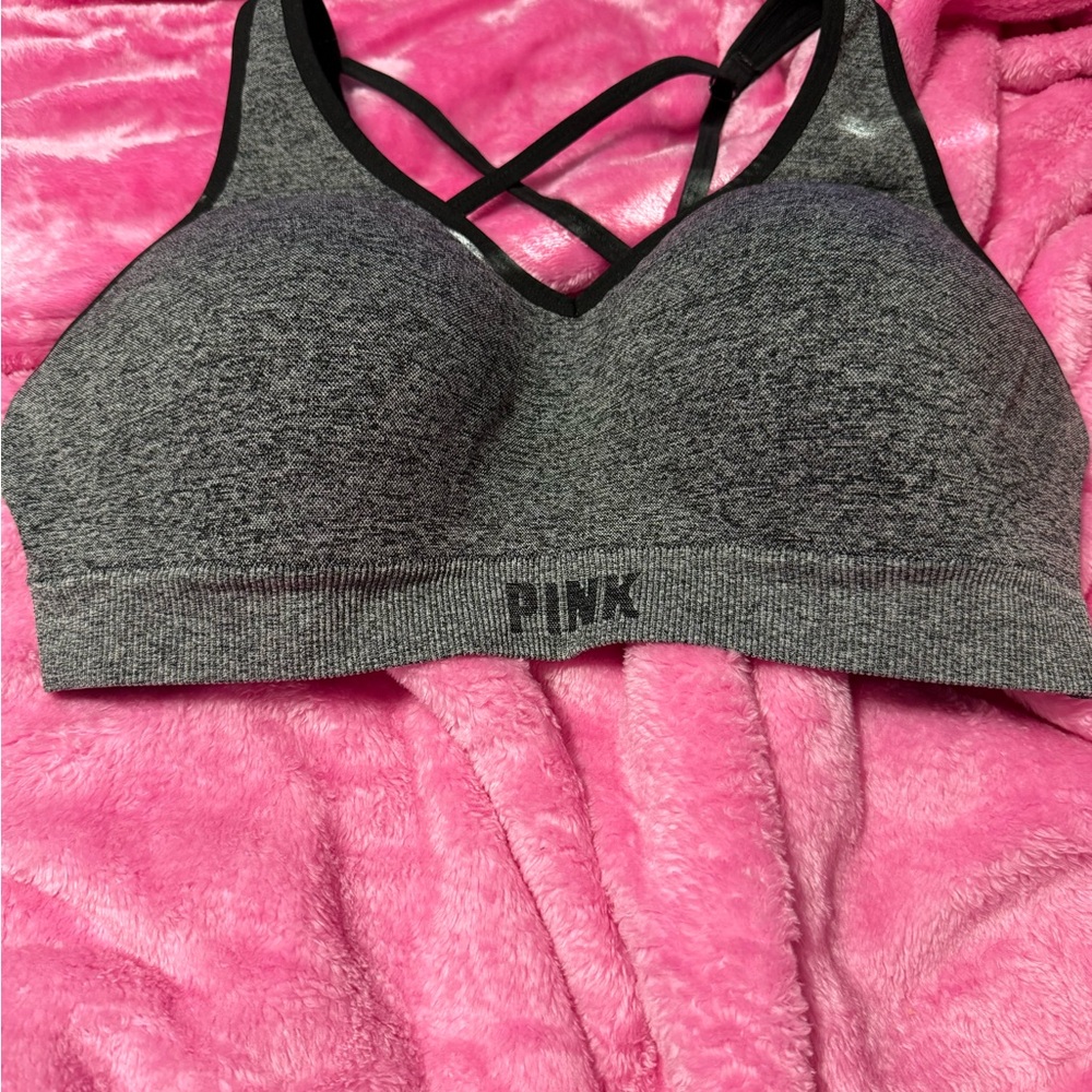 PINK Victoria's Secret Charcoal Sports Bra